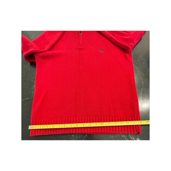 CHAPS Red knit sweater 100% Cotton men's Medium - Picture 7 of 9